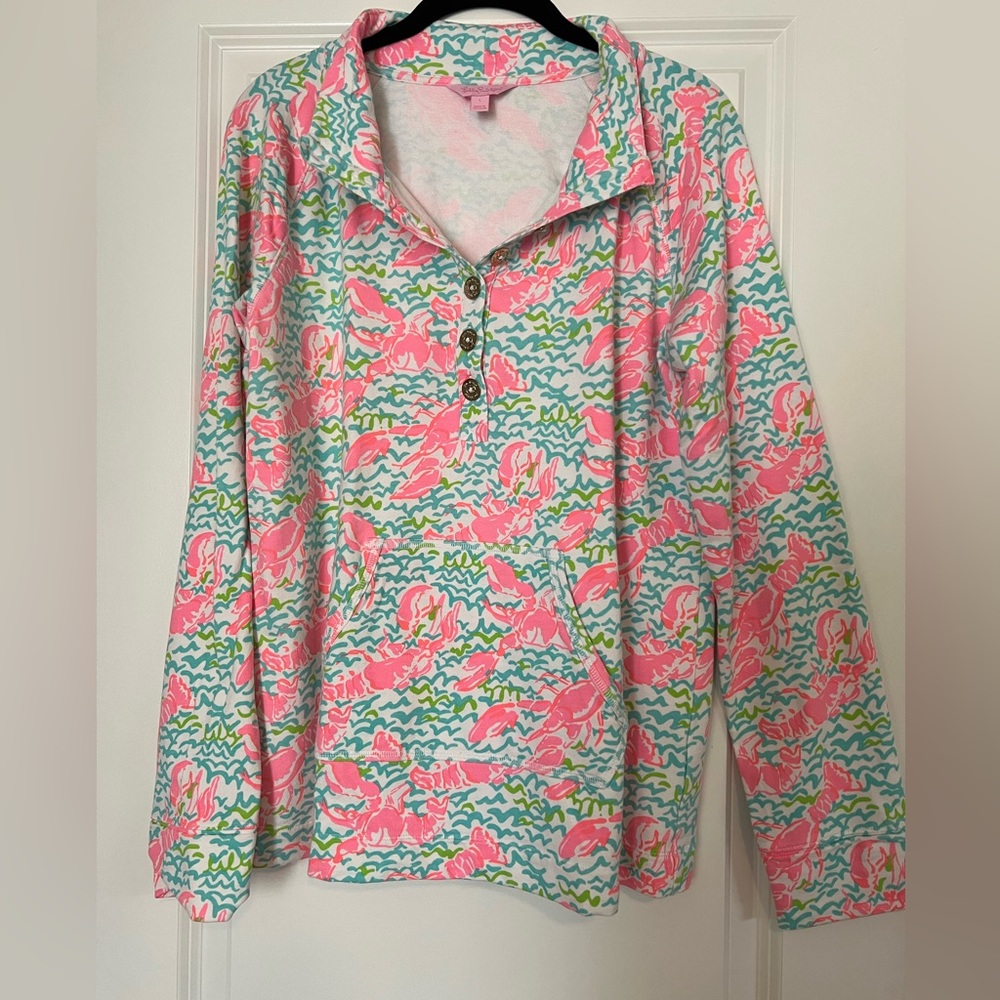 Lilly Pulitzer Captain Popover Sweatshirt Lobster Roll Sz L